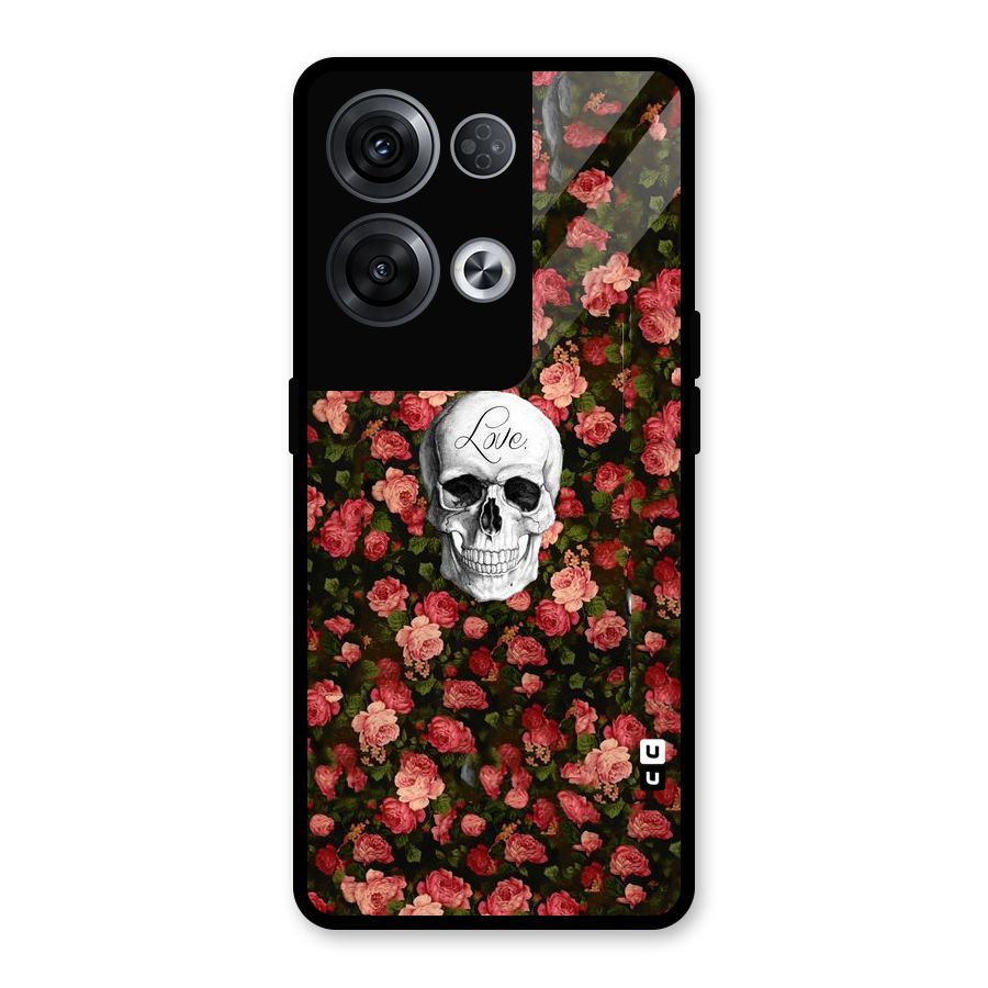 Floral Skull Love Glass Back Case for Oppo Reno8 Pro 5G