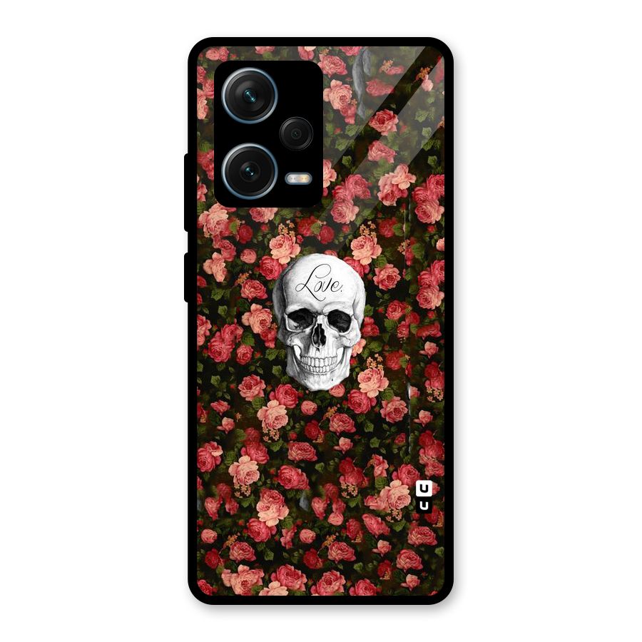 Floral Skull Love Glass Back Case for Redmi Note 12 Pro Plus 5G