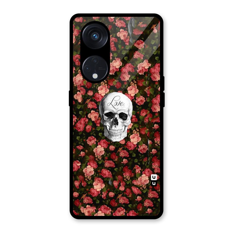Floral Skull Love Glass Back Case for Reno8 T 5G