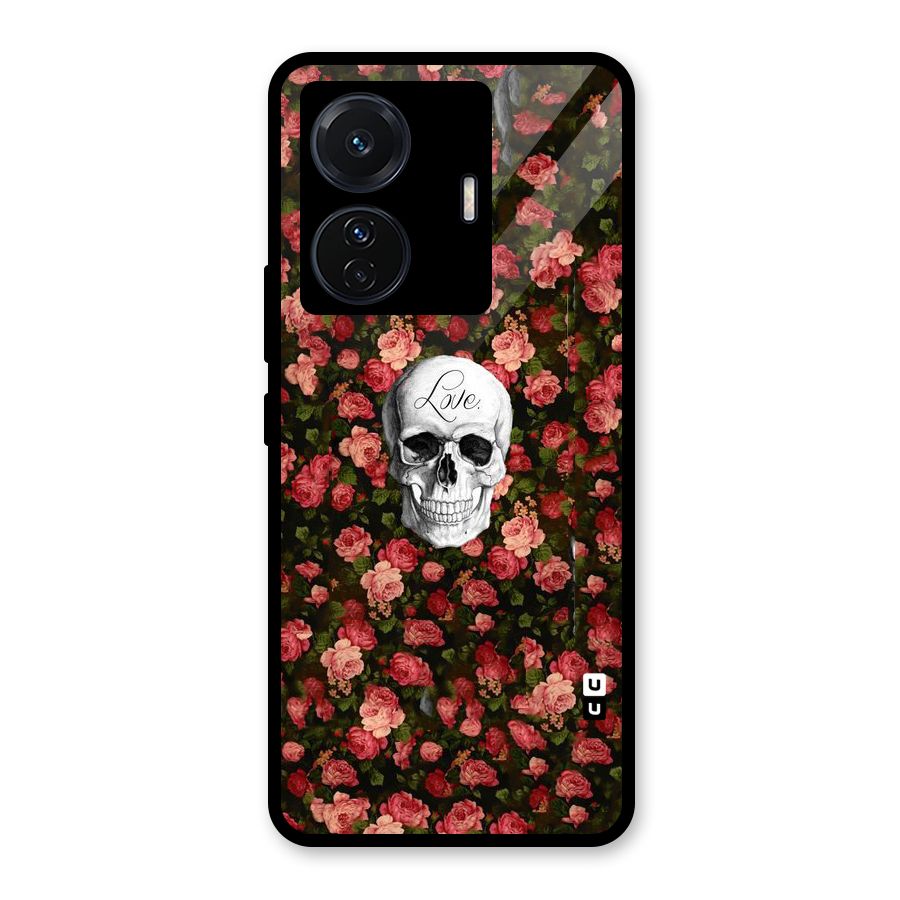 Floral Skull Love Glass Back Case for Vivo T1 Pro