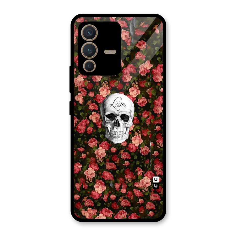 Floral Skull Love Glass Back Case for Vivo V23 5G