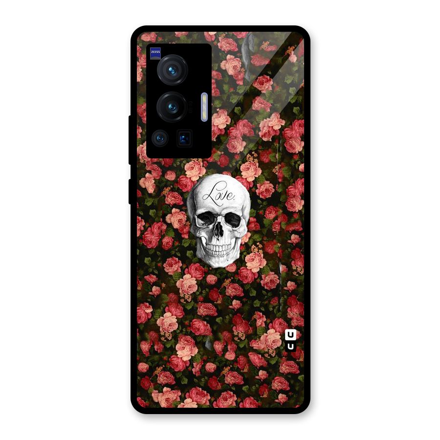 Floral Skull Love Glass Back Case for Vivo X70 Pro