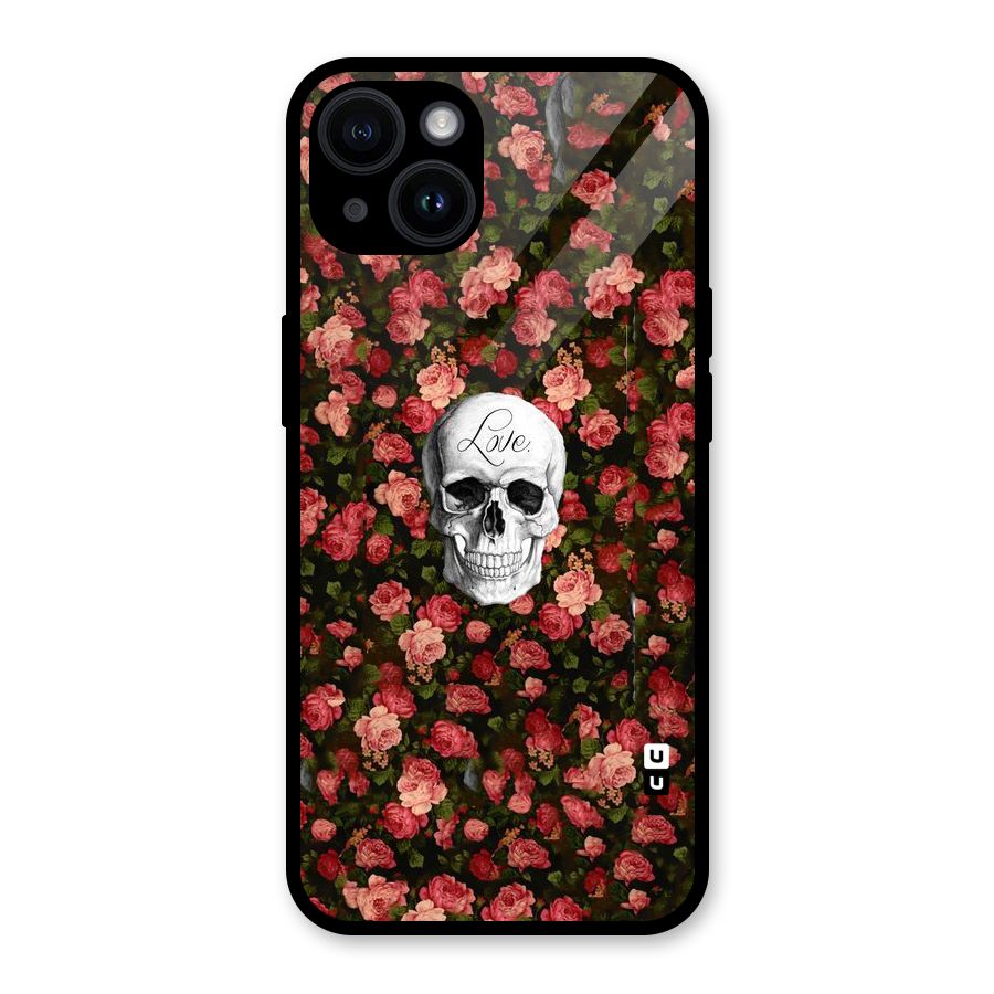 Floral Skull Love Glass Back Case for iPhone 14