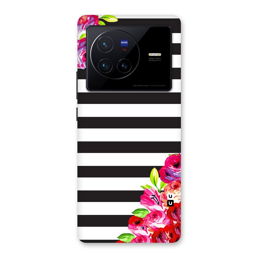 Floral Stripes Back Case for Vivo X80
