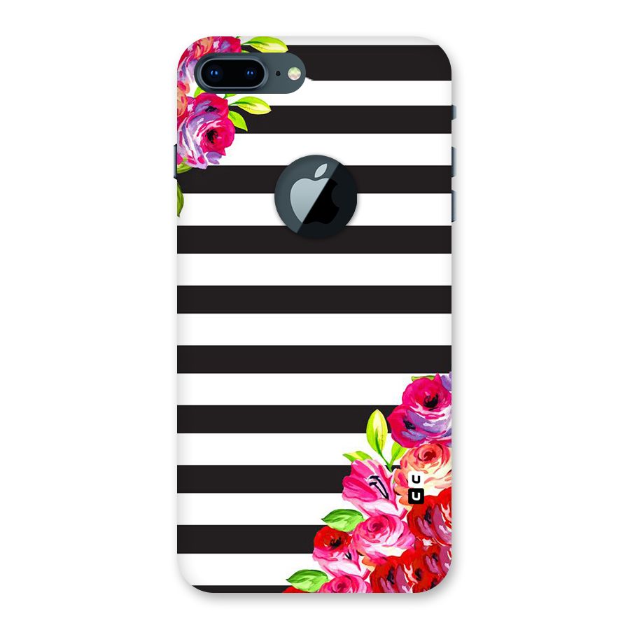 Floral Stripes Back Case for iPhone 7 Plus Logo Cut