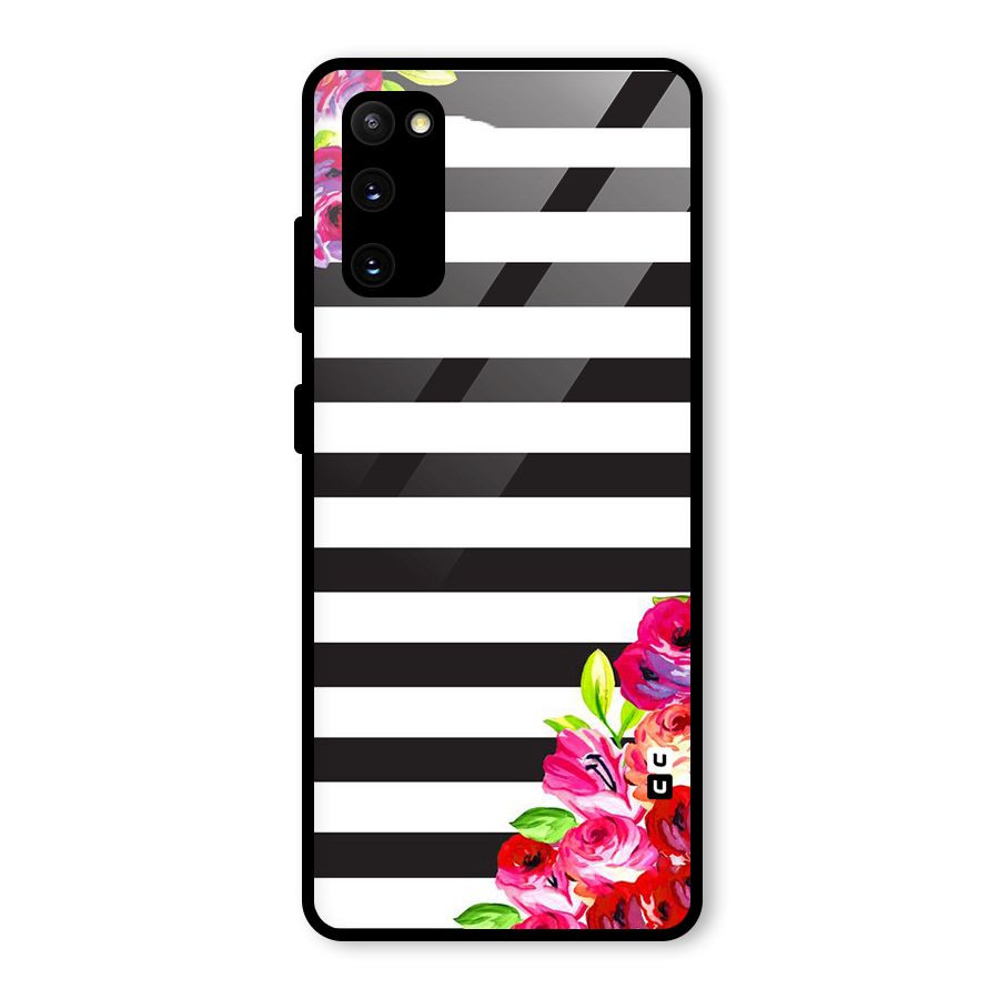 Floral Stripes Glass Back Case for Galaxy S20 FE 5G