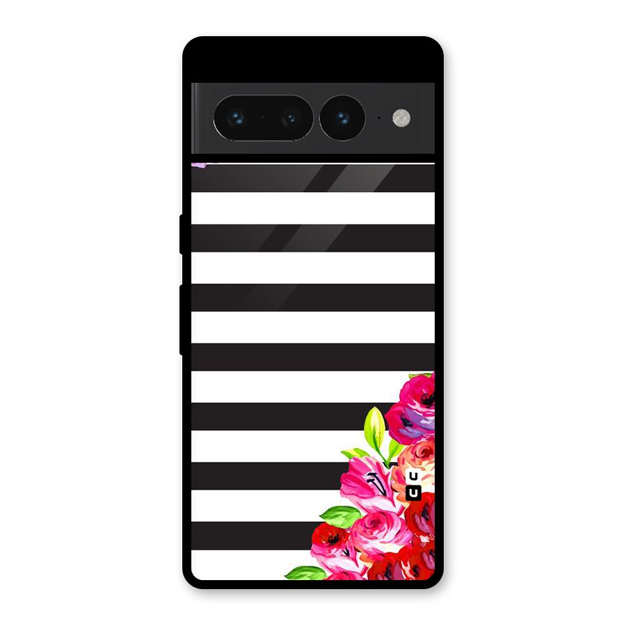 Floral Stripes Glass Back Case for Google Pixel 7 Pro