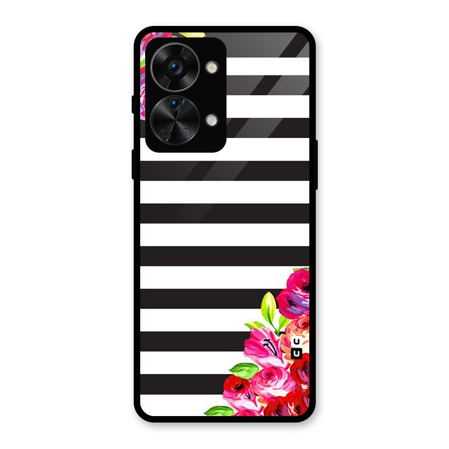 Floral Stripes Glass Back Case for OnePlus Nord 2T