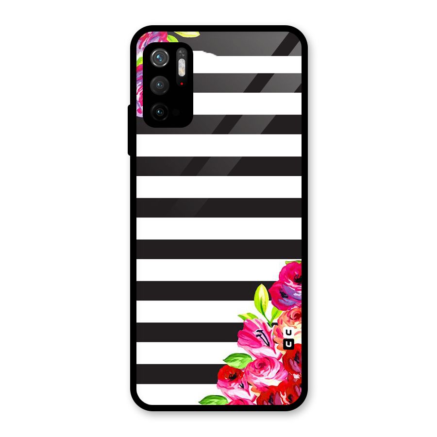 Floral Stripes Glass Back Case for Poco M3 Pro 5G