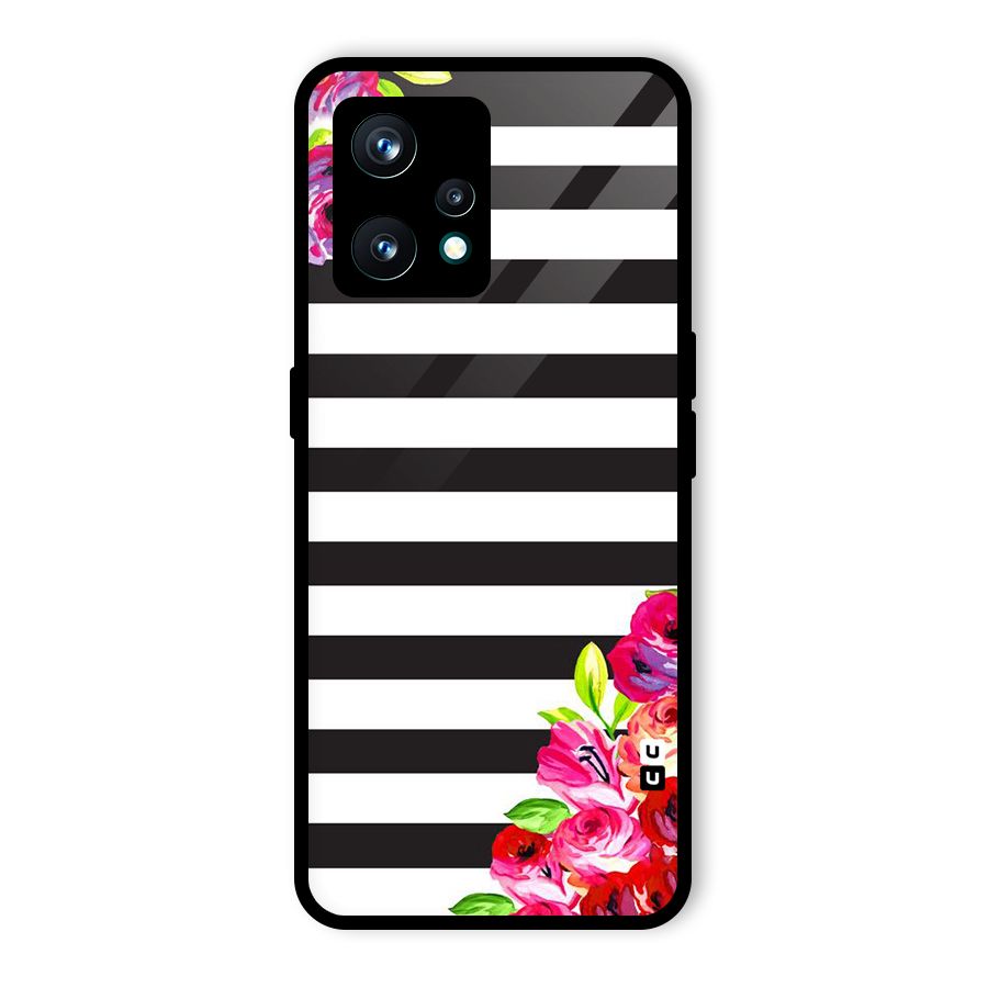 Floral Stripes Glass Back Case for Realme 9 Pro Plus 5G