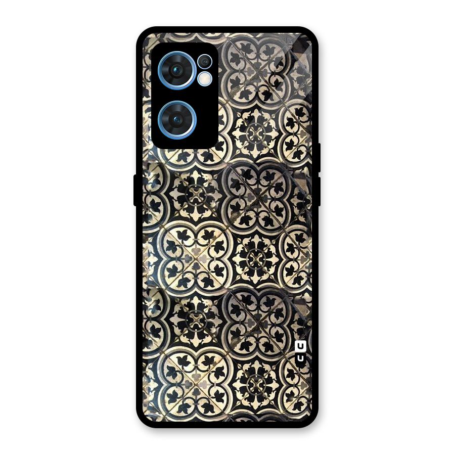 Floral Tile Glass Back Case for Oppo Reno7 5G