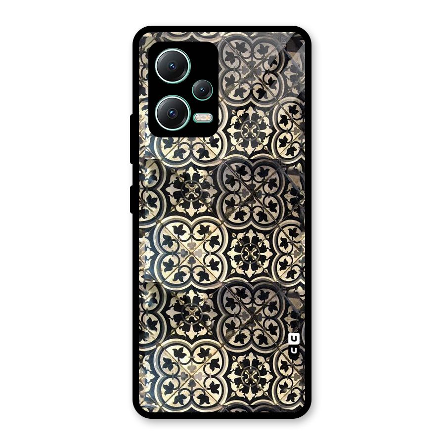 Floral Tile Glass Back Case for Redmi Note 12 5G