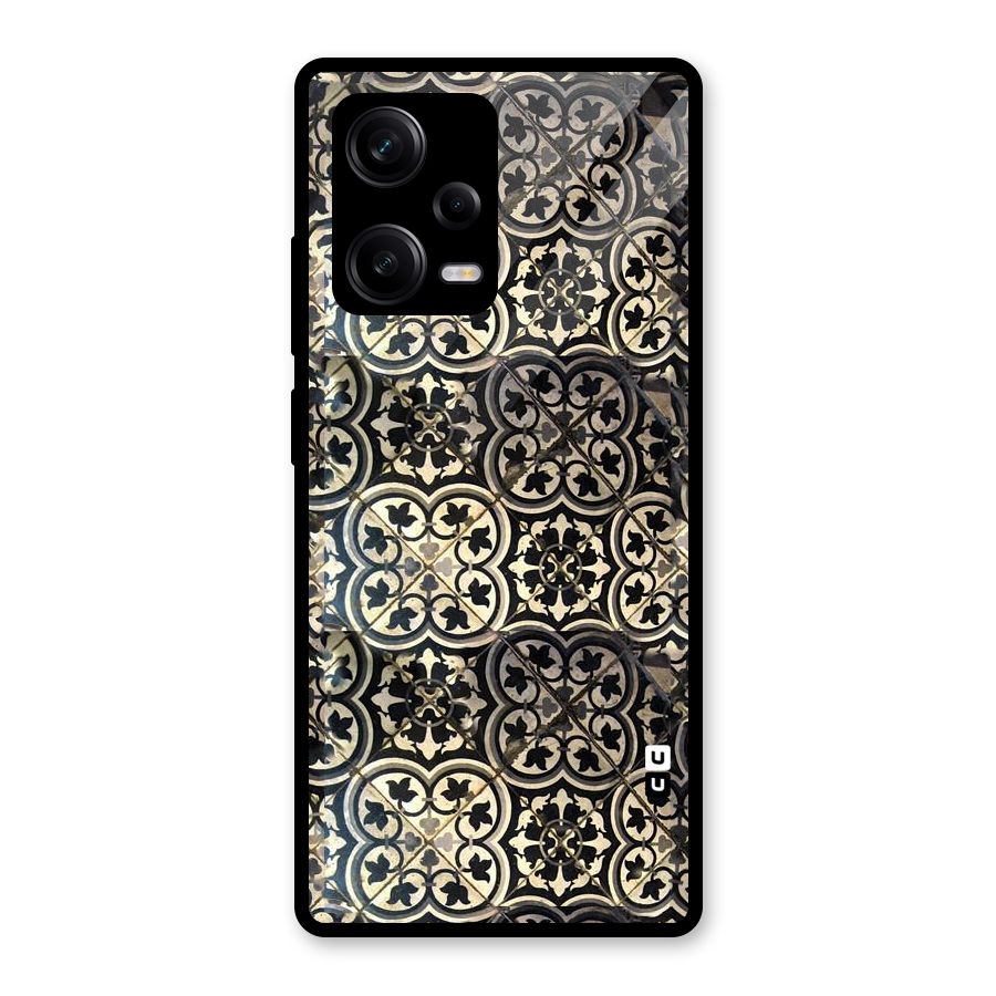 Floral Tile Glass Back Case for Redmi Note 12 Pro