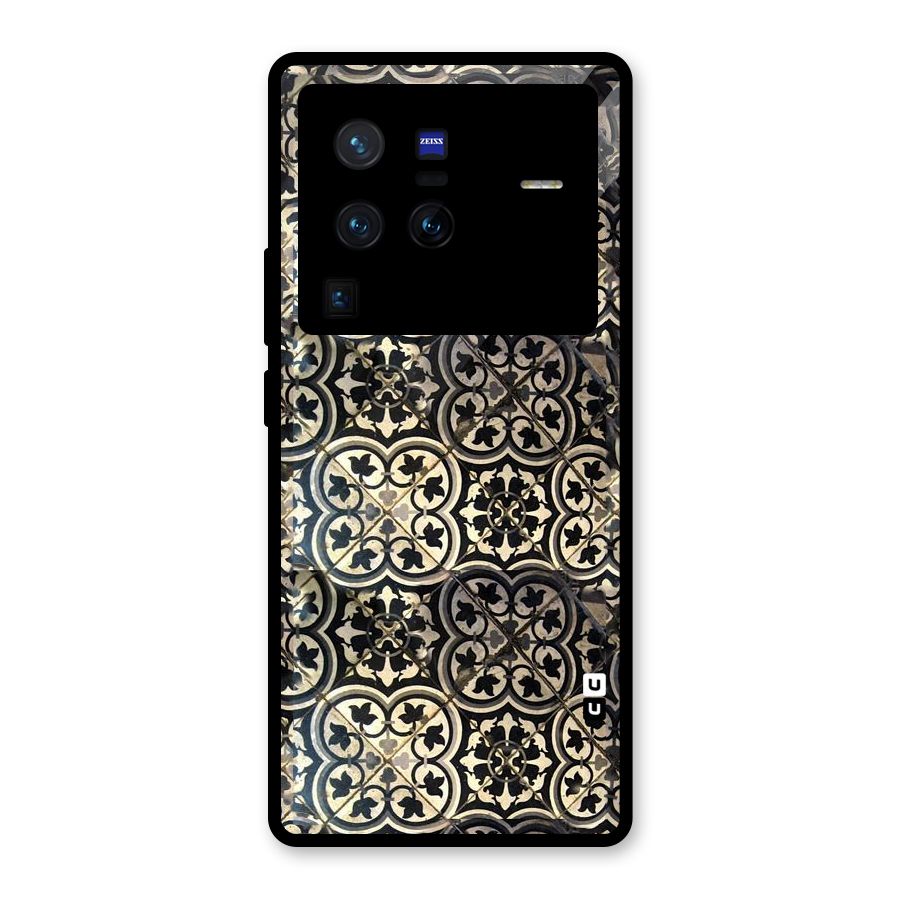 Floral Tile Glass Back Case for Vivo X80 Pro
