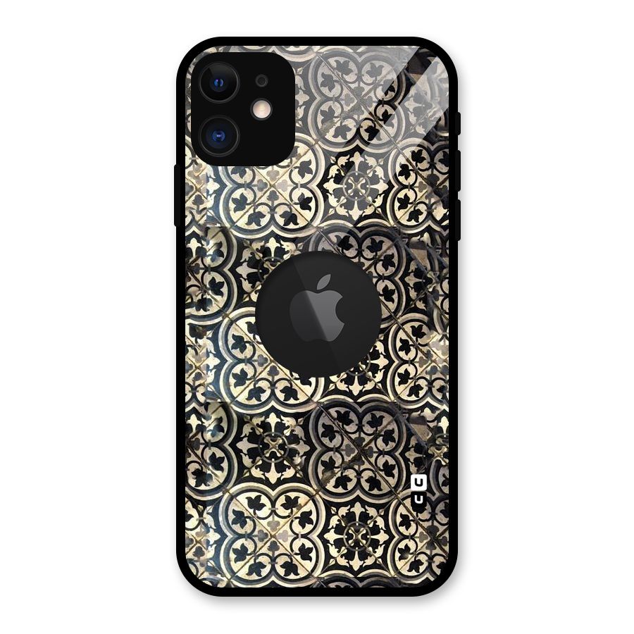 Floral Tile Glass Back Case for iPhone 11 Logo Cut