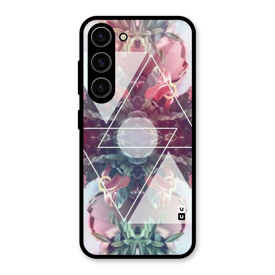Floral Triangle Glass Back Case for Galaxy S23