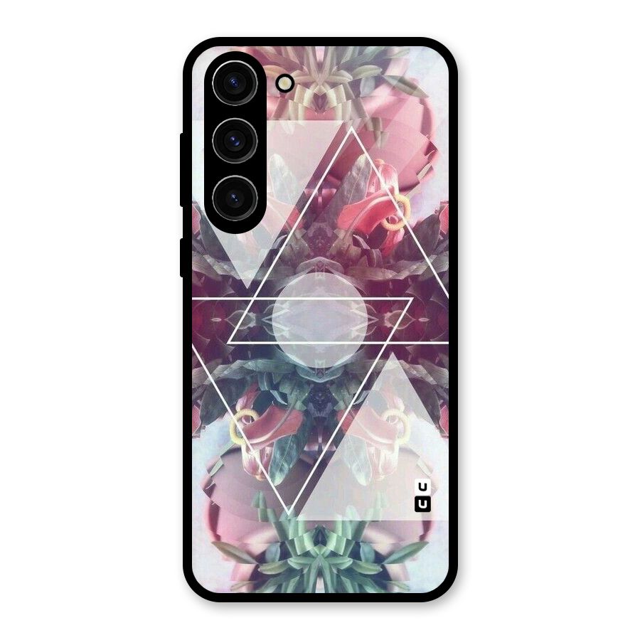 Floral Triangle Glass Back Case for Galaxy S23 Plus