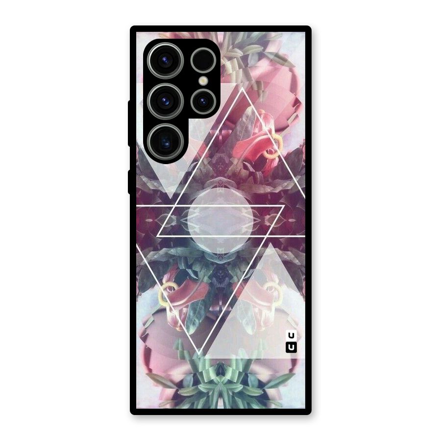 Floral Triangle Glass Back Case for Galaxy S23 Ultra