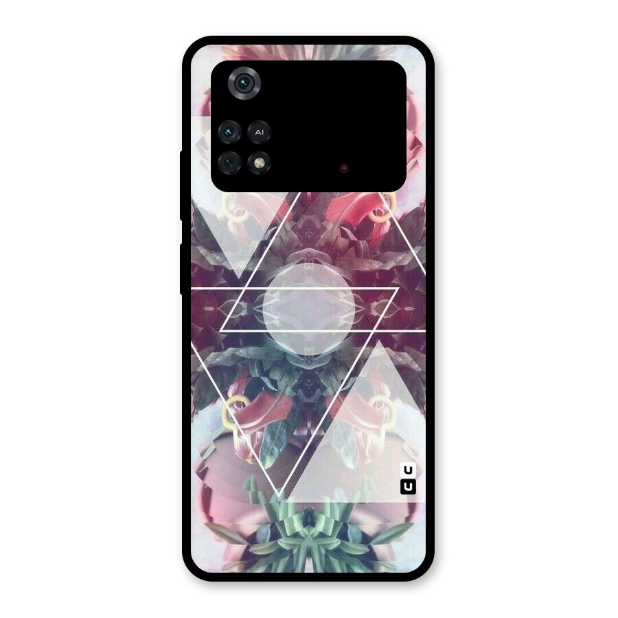 Floral Triangle Glass Back Case for Poco M4 Pro 4G