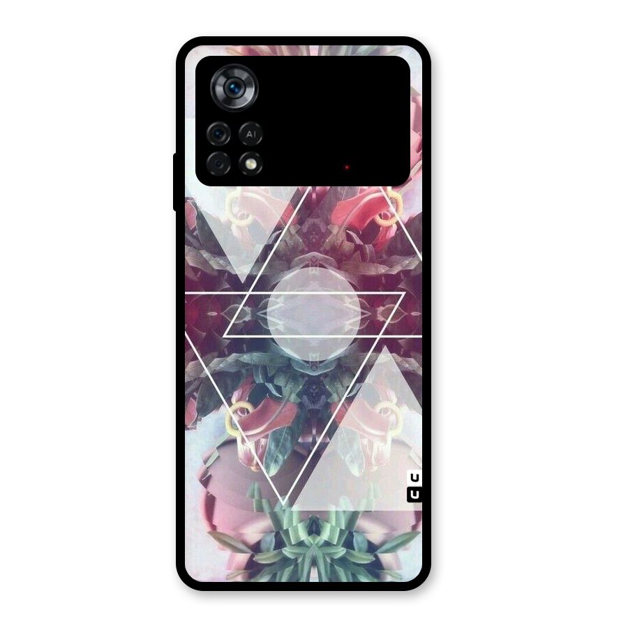 Floral Triangle Glass Back Case for Poco X4 Pro 5G