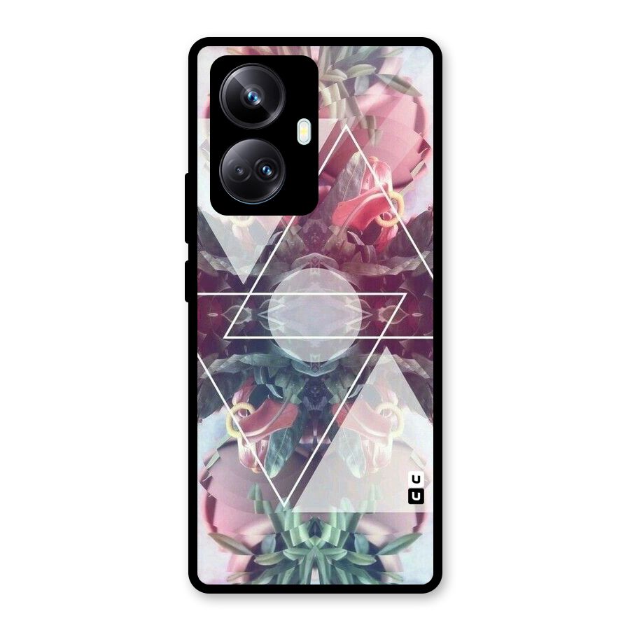 Floral Triangle Glass Back Case for Realme 10 Pro Plus