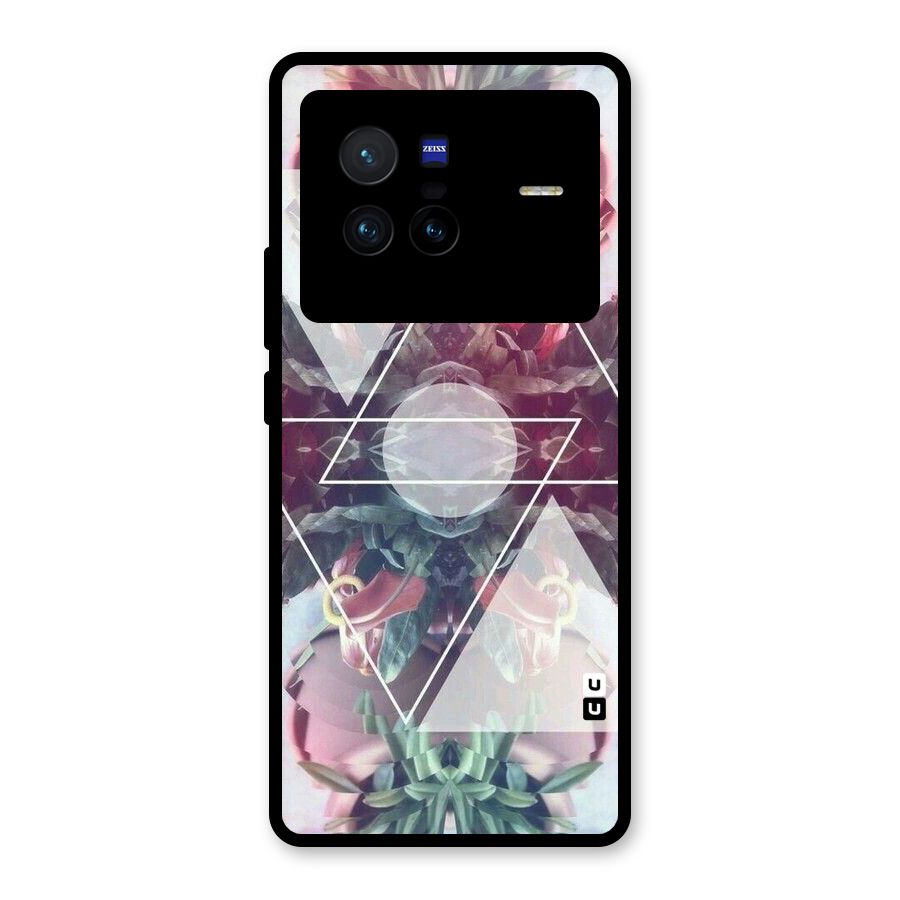 Floral Triangle Glass Back Case for Vivo X80