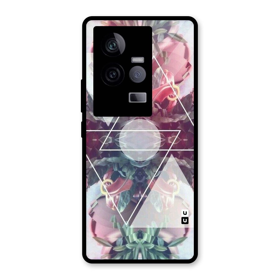 Floral Triangle Glass Back Case for Vivo iQOO 11 5G