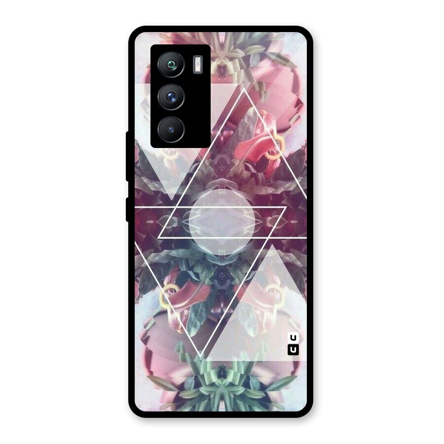 Floral Triangle Glass Back Case for Vivo iQOO 9 SE