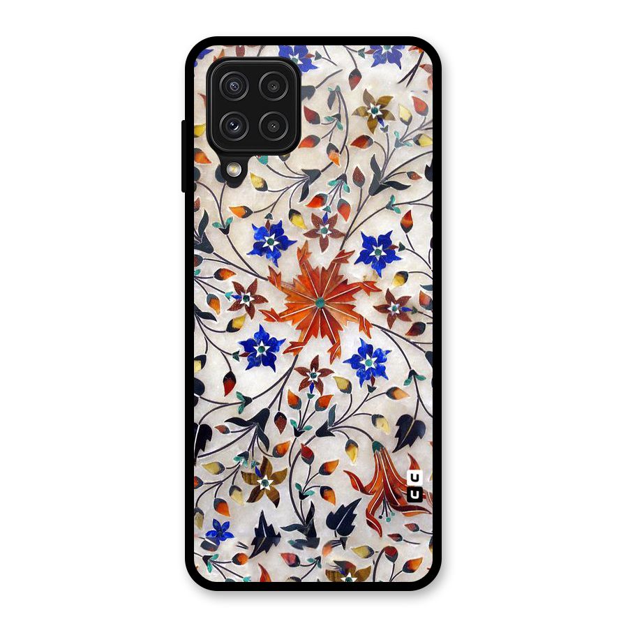 Floral Vintage Bloom Glass Back Case for Galaxy A22 4G