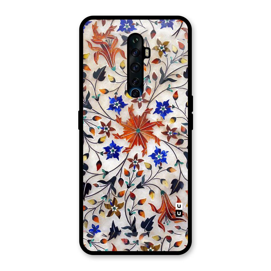 Floral Vintage Bloom Glass Back Case for Oppo Reno2 F