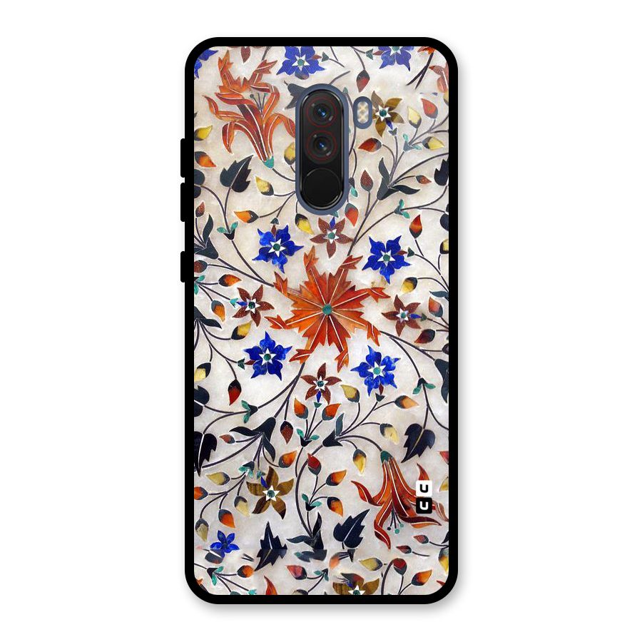 Floral Vintage Bloom Glass Back Case for Poco F1