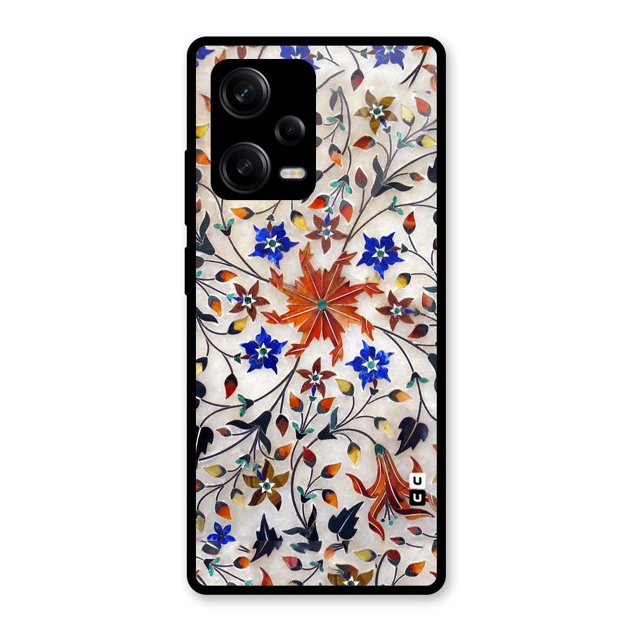 Floral Vintage Bloom Glass Back Case for Redmi Note 12 Pro