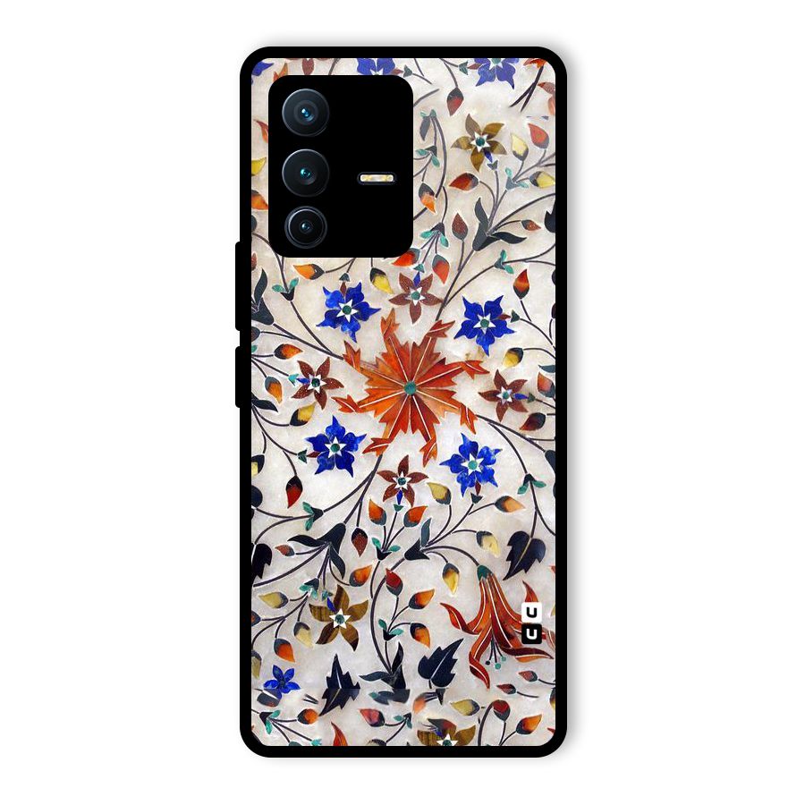 Floral Vintage Bloom Glass Back Case for Vivo V23 Pro