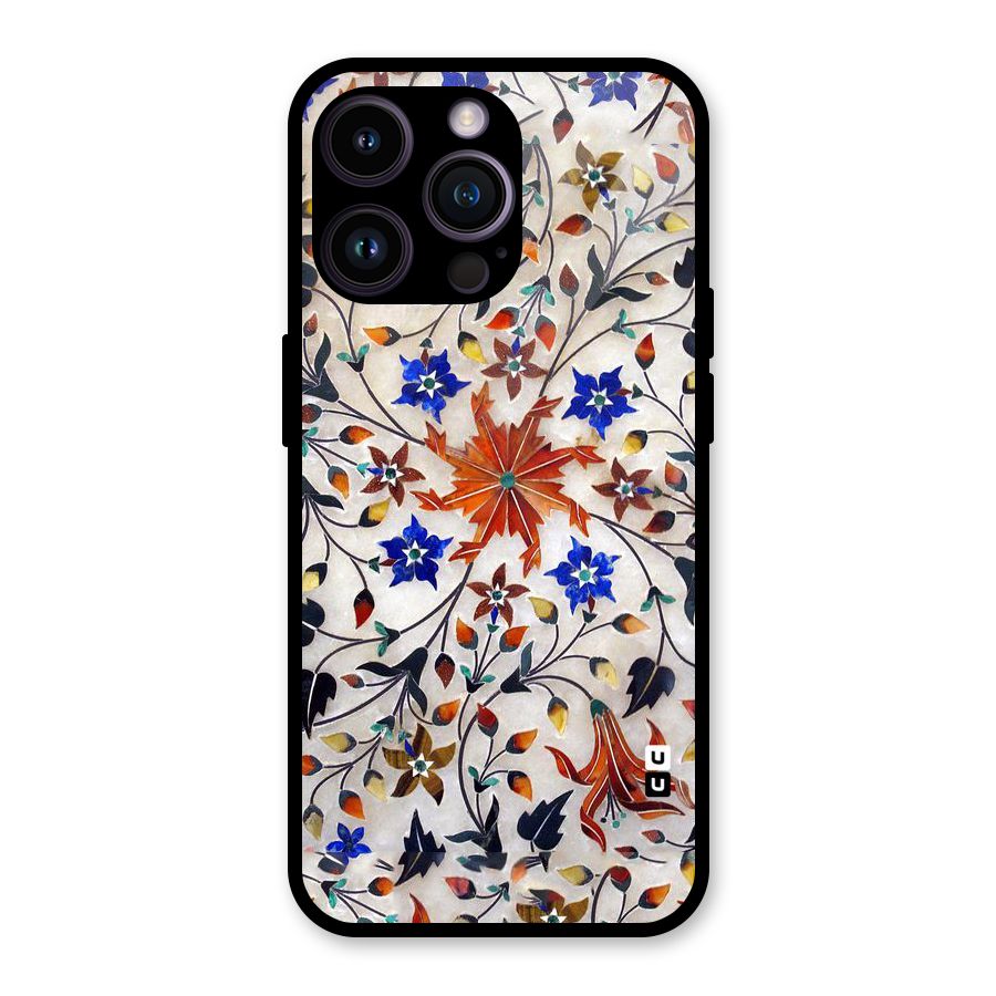 Floral Vintage Bloom Glass Back Case for iPhone 14 Pro Max
