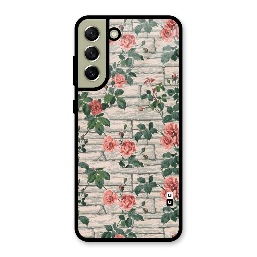Floral Wall Design Glass Back Case for Galaxy S21 FE 5G
