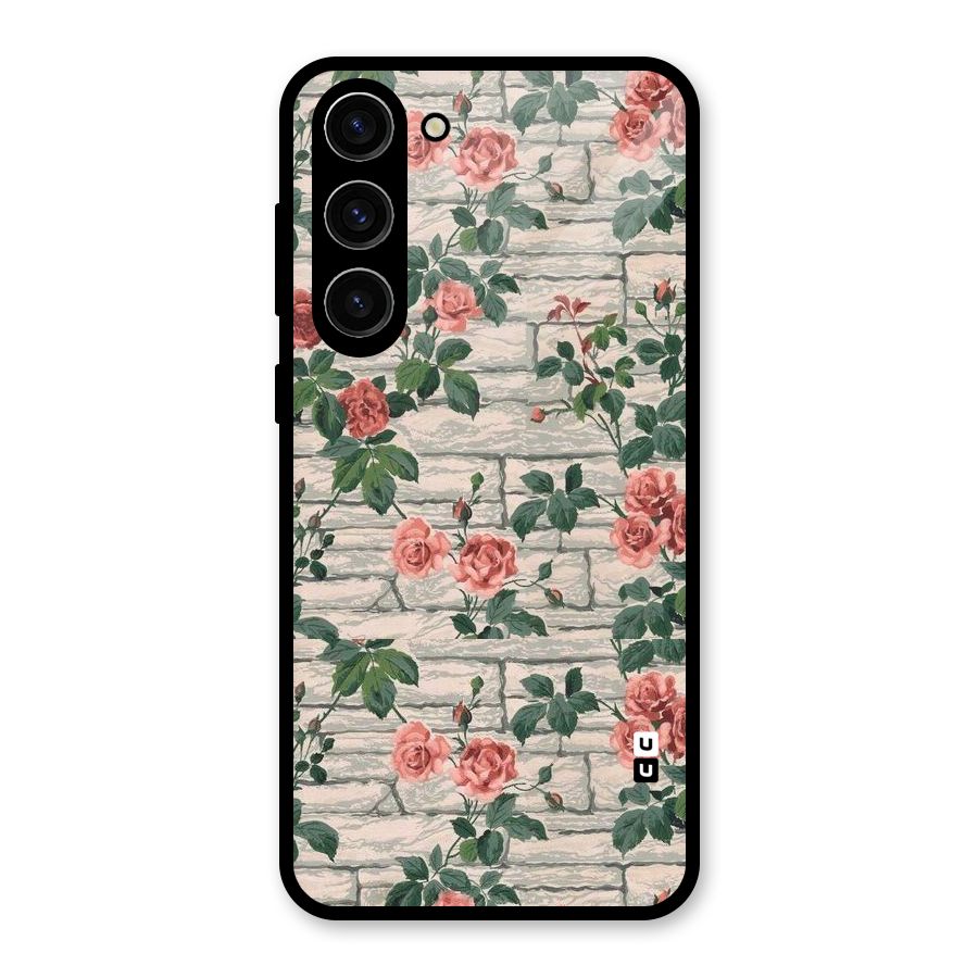 Floral Wall Design Glass Back Case for Galaxy S23 Plus