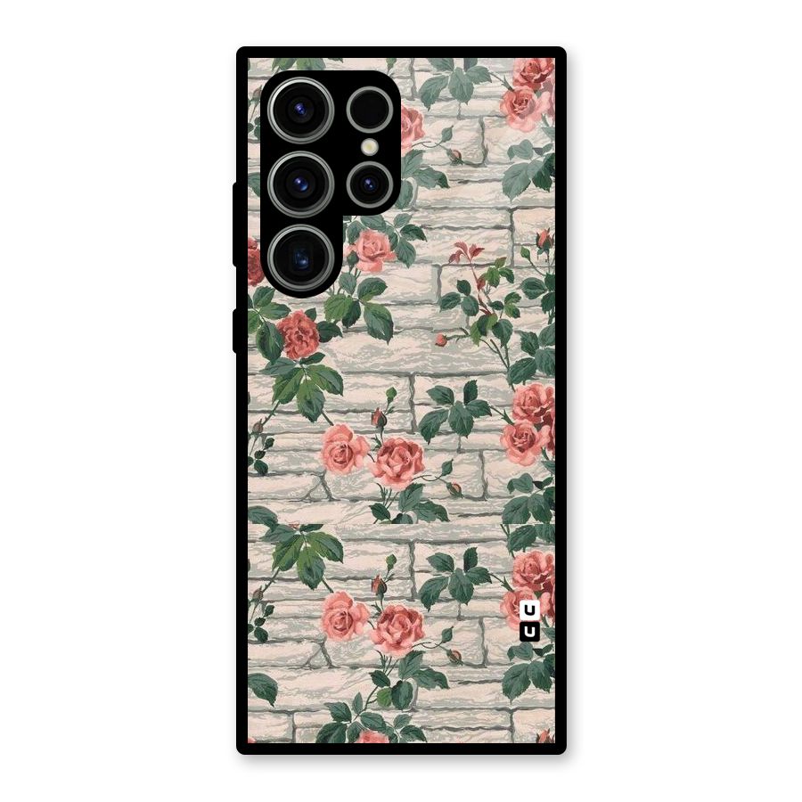 Floral Wall Design Glass Back Case for Galaxy S23 Ultra