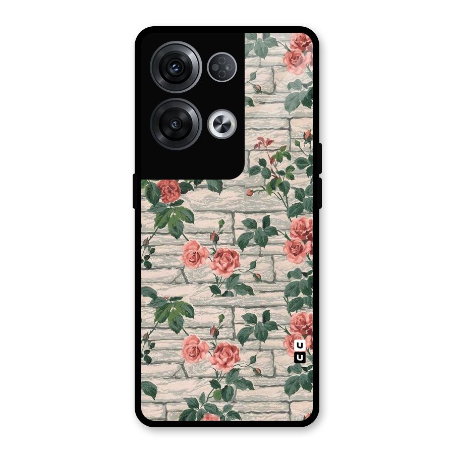 Floral Wall Design Glass Back Case for Oppo Reno8 Pro 5G