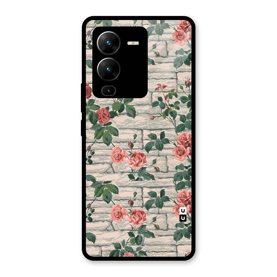 Floral Wall Design Glass Back Case for Vivo V25 Pro
