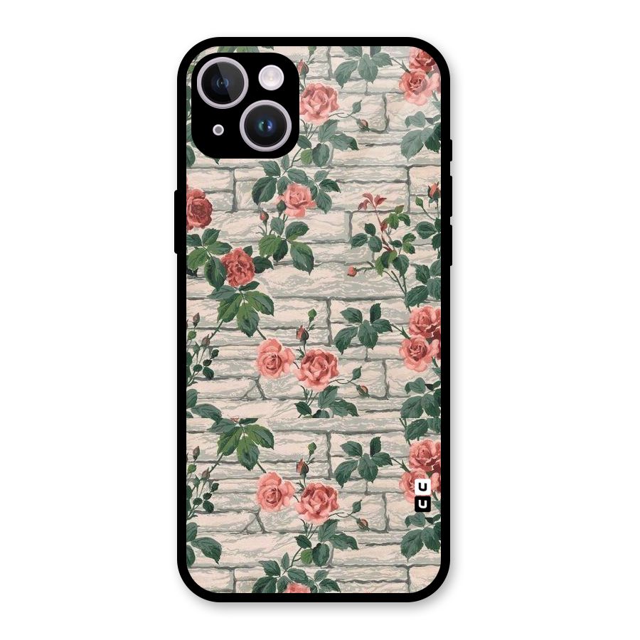 Floral Wall Design Glass Back Case for iPhone 14 Plus