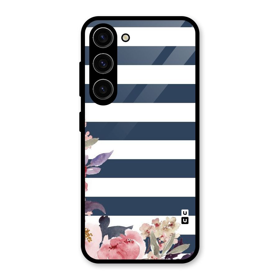 Floral Water Art Glass Back Case for Galaxy S23