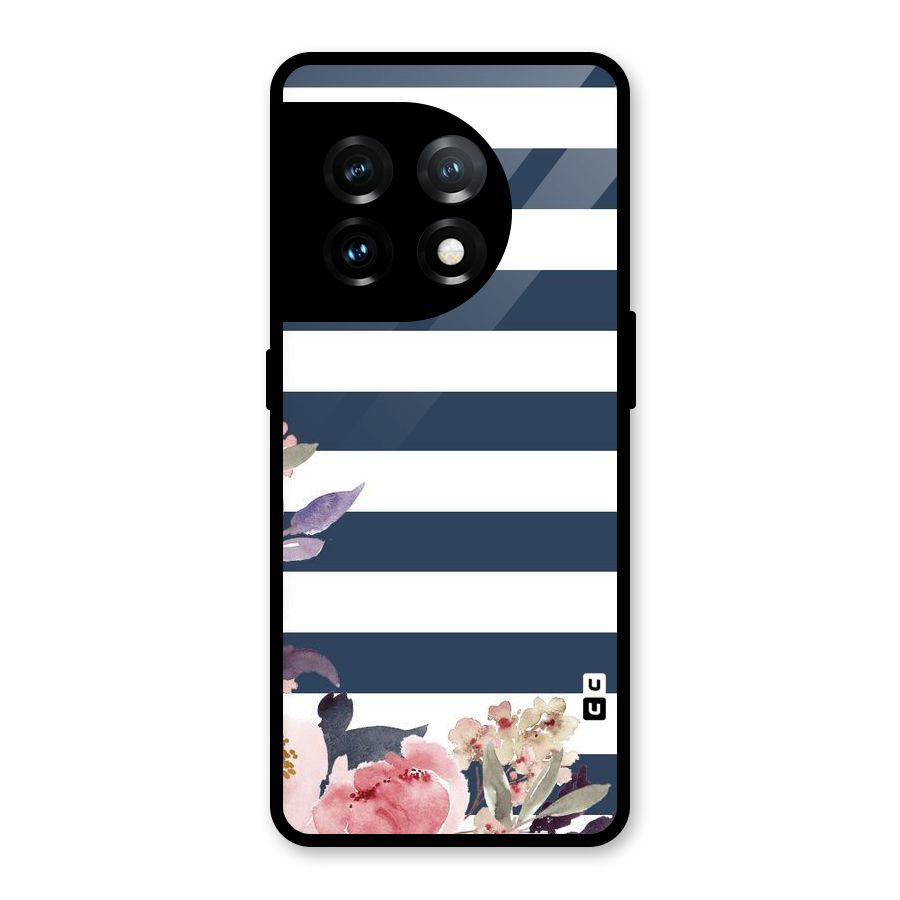 Floral Water Art Glass Back Case for OnePlus 11