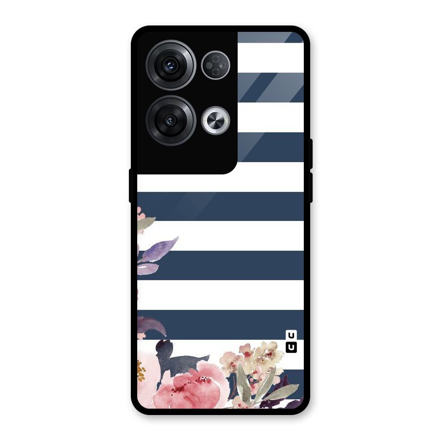 Floral Water Art Glass Back Case for Oppo Reno8 Pro 5G