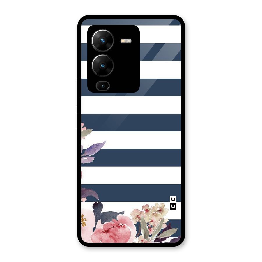 Floral Water Art Glass Back Case for Vivo V25 Pro
