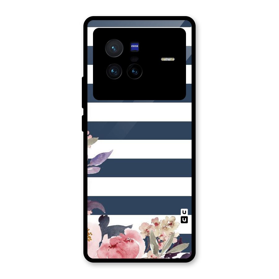 Floral Water Art Glass Back Case for Vivo X80
