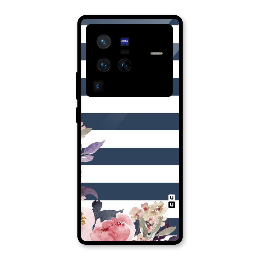 Floral Water Art Glass Back Case for Vivo X80 Pro