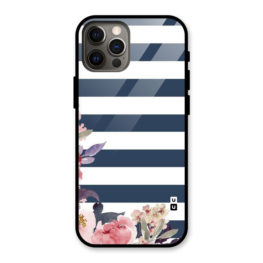 Floral Water Art Glass Back Case for iPhone 12 Pro