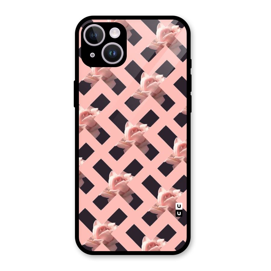 Floral X Design Glass Back Case for iPhone 14 Plus