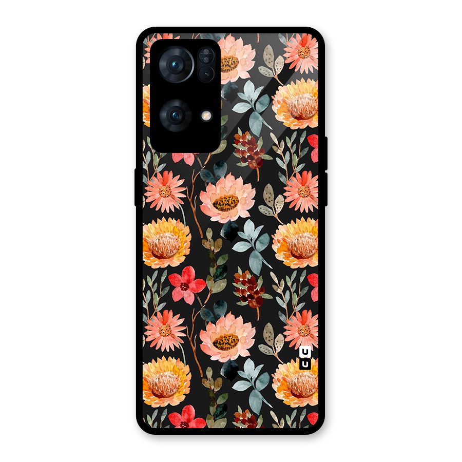 Florals Wonderful Pattern Glass Back Case for Oppo Reno7 Pro 5G
