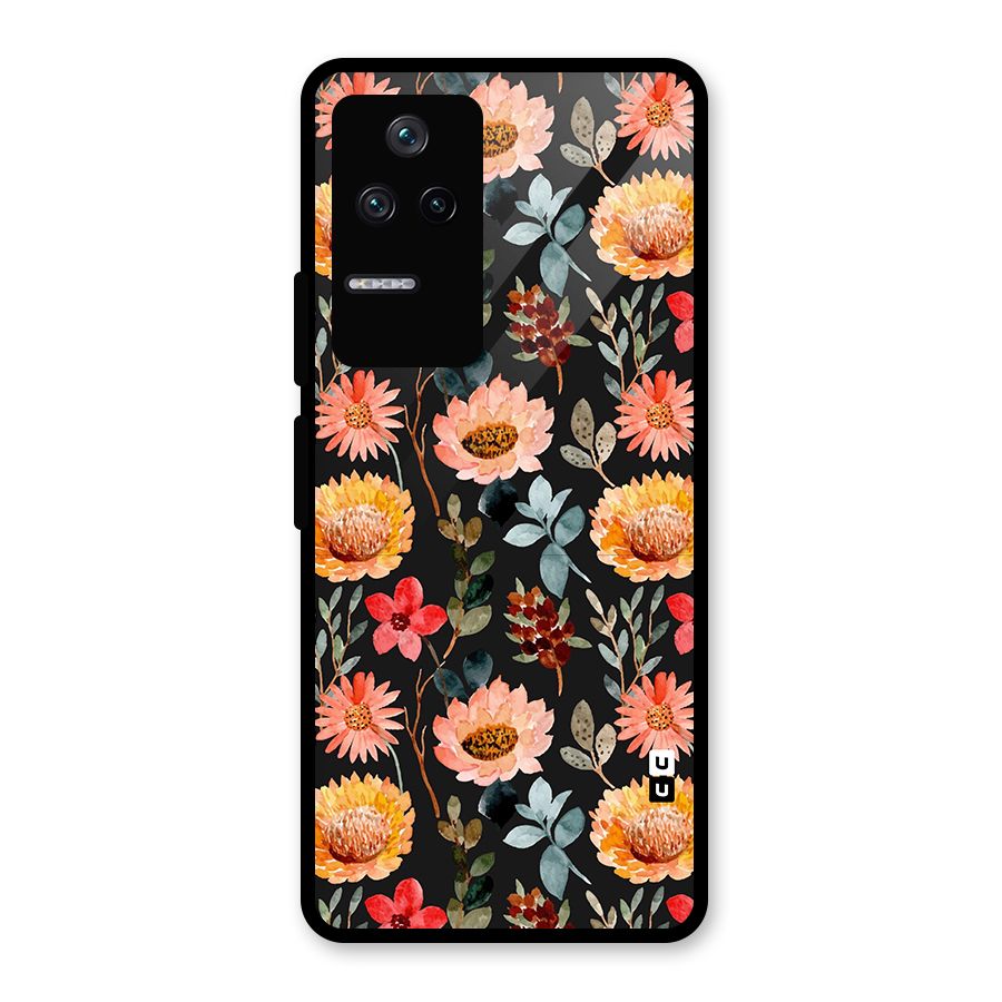 Florals Wonderful Pattern Glass Back Case for Poco F4 5G